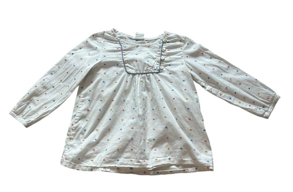 H&M Girl's 1.5-2 Years White Multicolor Polka Dot Long Sleeve Crew Neck Top